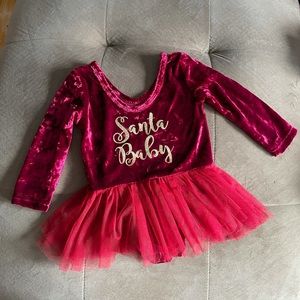 Santa baby red velour tutu dress onepiece girls christmas outfit 90 tulle 2t